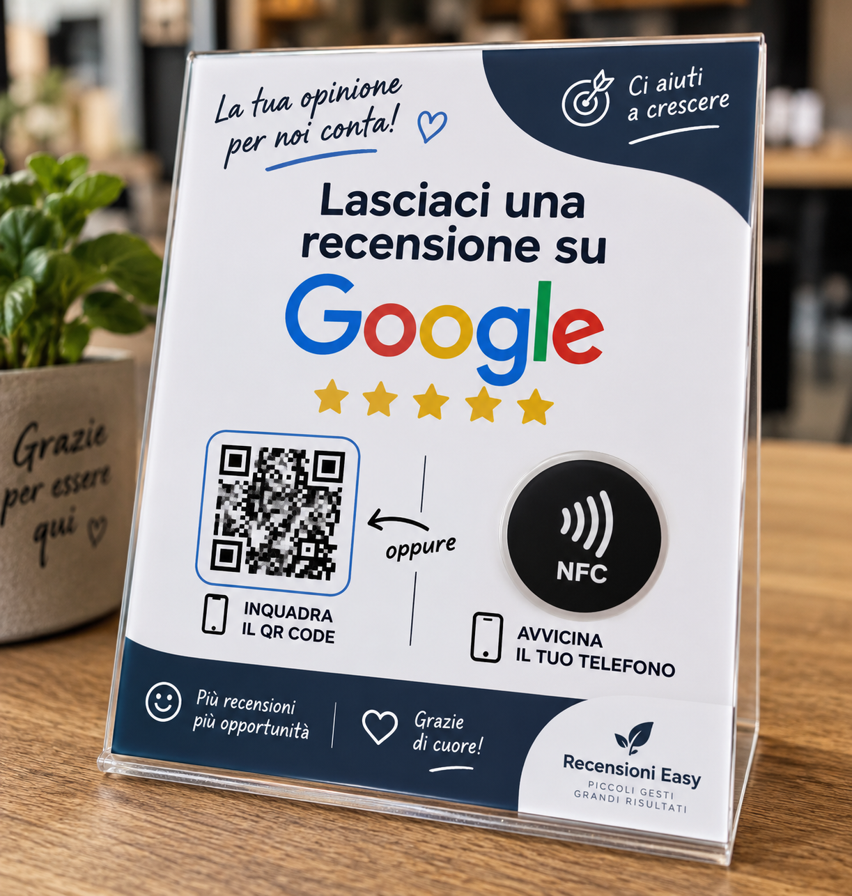 Recensioni Easy - supporto NFC e QR Code